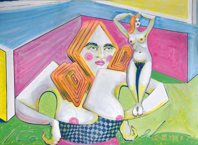 74 74. Ivan Komárek (1956) Rezavá střecha- vlhký sklep akryl, email na plátně, 2017, 105 x 145 cm, sign. vzadu Ivan Komárek 2017, vzadu popsáno autorem.