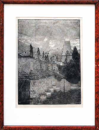 František Kobliha (1877 1962) Praha dřevoryt, 35,5 x 26,5 cm, sign. PD F.