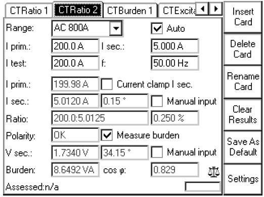 Měření přístrojového transformátoru proudu 6 Karta CTBurden (pro měření přesnosti PTP)