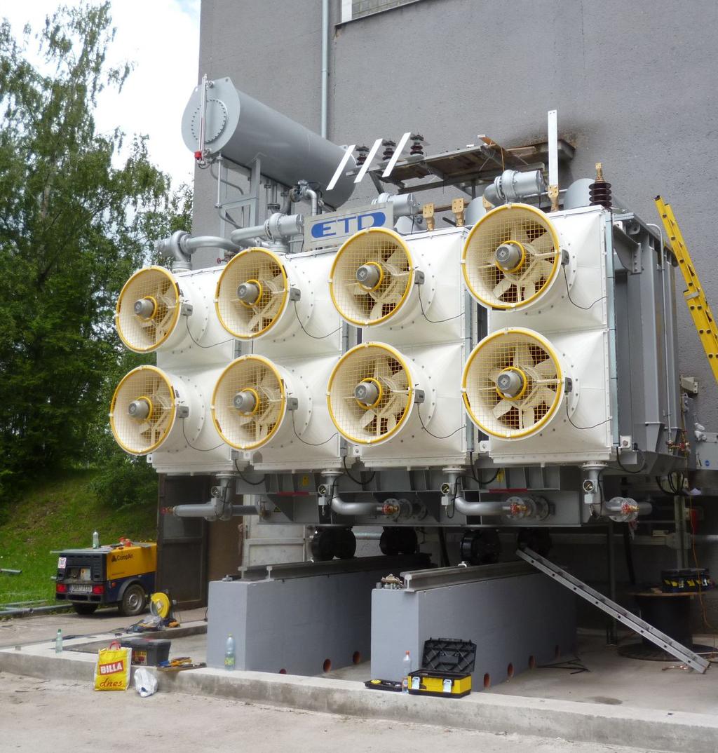 TRANSFORMÁTOR 65 MVA 121 ± 8x2% / 10,5 / 6,3 kv Vyrobeno pro: TP Planá nad Lužnicí Trojvinuťový transformátor s výkonem 65 / 65 / 25MVA.