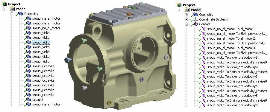 '"# 3.3 Vytvoení konenoprvkového (KP) modelu 3.3.1 Pevod geometrie do KP softwaru ANSYS Workbench Jak již bylo eeno v pedchozí kapitole, model pevodové skín byl uložen do standardizovaného formátu STEP.