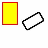 <g transform="translate(50 50) rotate(-30)"> <rect x="0" y="0" width="40" height="20" rx="3" ry="3" fill="none" stroke="black" stroke-width="3" /> </g> </svg> Obr. 5.01 Element rect Element circle (kruh) definuje kruh.