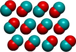 Vpravo: v krystalu CO má každá molekula náhodnou orientaci a tedy entropii kb ln 2 nebo chcete-li pro jeden mol (x1 = N1 /N ) Sm = R (x1 ln x1 + x2 ln x2 ) což jste odvodili ve Fyzikální chemii 1 pro