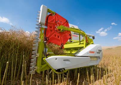 adaptéru (VARIO 930 až VARIO 500) Mechanický pohon šnekového dopravníku a kosy přes převodovku kloubovým hřídelem Přihaněč s optimalizovanými nosiči prstů, ložiska prstů odolná proti opotřebení a