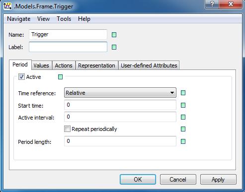 Trigger Objekty skupiny Information Flow. Slouží jako spouštěč událostí. Trigger umí v přesných časových intervalech aktivovat metody a jimi naprogramované akce.