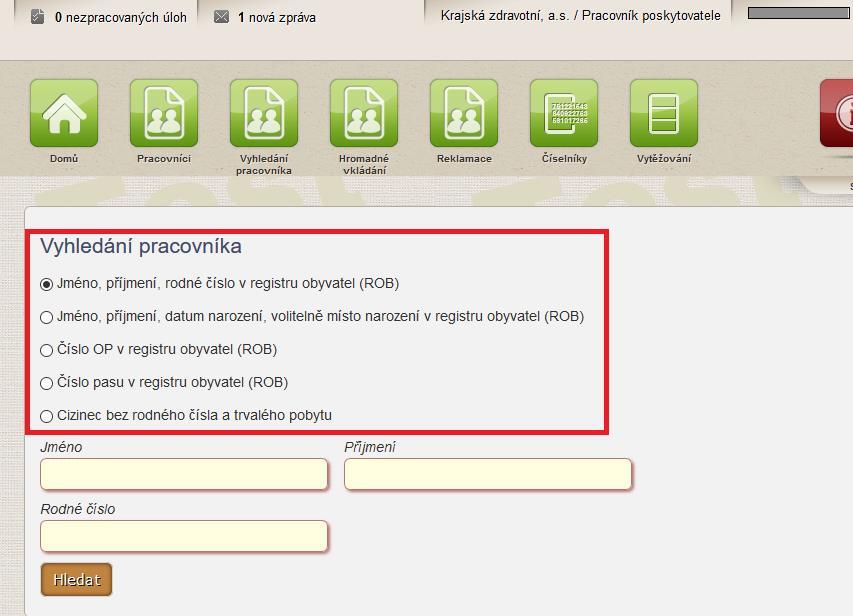 V tuto chvíli je prohledávána databáze (v případě občanů ČR pak registr obyvatel) a v případě, že byly zadané kombinace údajů správné, zobrazí se Vám identifikační údaje pracovníka, které potvrdíte.