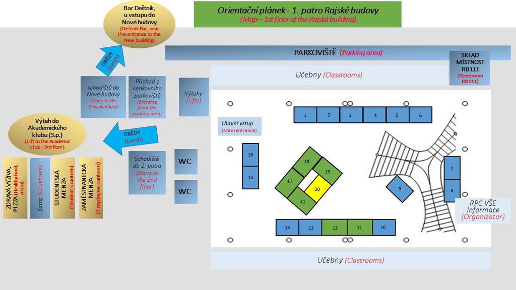 každý vjezd do areálu VŠE (zástupci vystavovatelů, kurýři) a parkování je třeba uvést v online formuláři Specifikace účasti na ŠANCI 4.