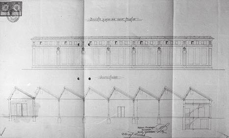 Obr. 19 Hubert Prosinger, plán mechanické tkalcovny fy Bischof & Jeržabek v Šumperku, 1910. OAŠ, fond OÚ, inv. č. 491, k. 96. Obr.
