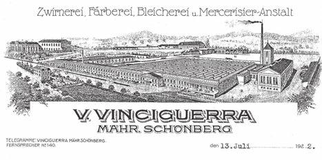 Obr. 25 veduta hlavičkového papíru firmy V. Vinciguerra s vyobrazením jejich továrny v Šumperku. OAŠ, fond OÚ, inv. č. 491, k. 109. Obr. 27 Odštěpný závod a.s. Hedva Moravská Třebová v Šumperku, současný stav.