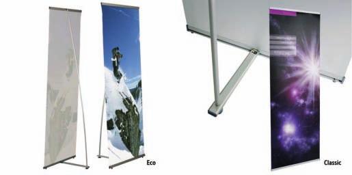ROLL-UP/BANNER SYSTÉMY L-Banner Premium CLASSIC (dříve SIRIUS) Popis: Flexibilně použitelný jednostranný displej banneru z lehké hliníkové konstrukce skládající se z nohy, 3 dílné tyče a 2