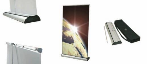 ROLL-UP/BANNER SYSTÉMY Roll-Up SUN Popis: Tento velmi stabilní, pěkně tvarovaný Premium Roll-Up banner systém je z hliníku. Banner se upevní v systému a na horní liště pomocí lepicí kolejnice.
