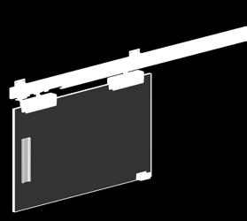 19 Dolní vodítko pro skleněné dveře; možnosti montáže do různých tlouštěk skla. kat. č.