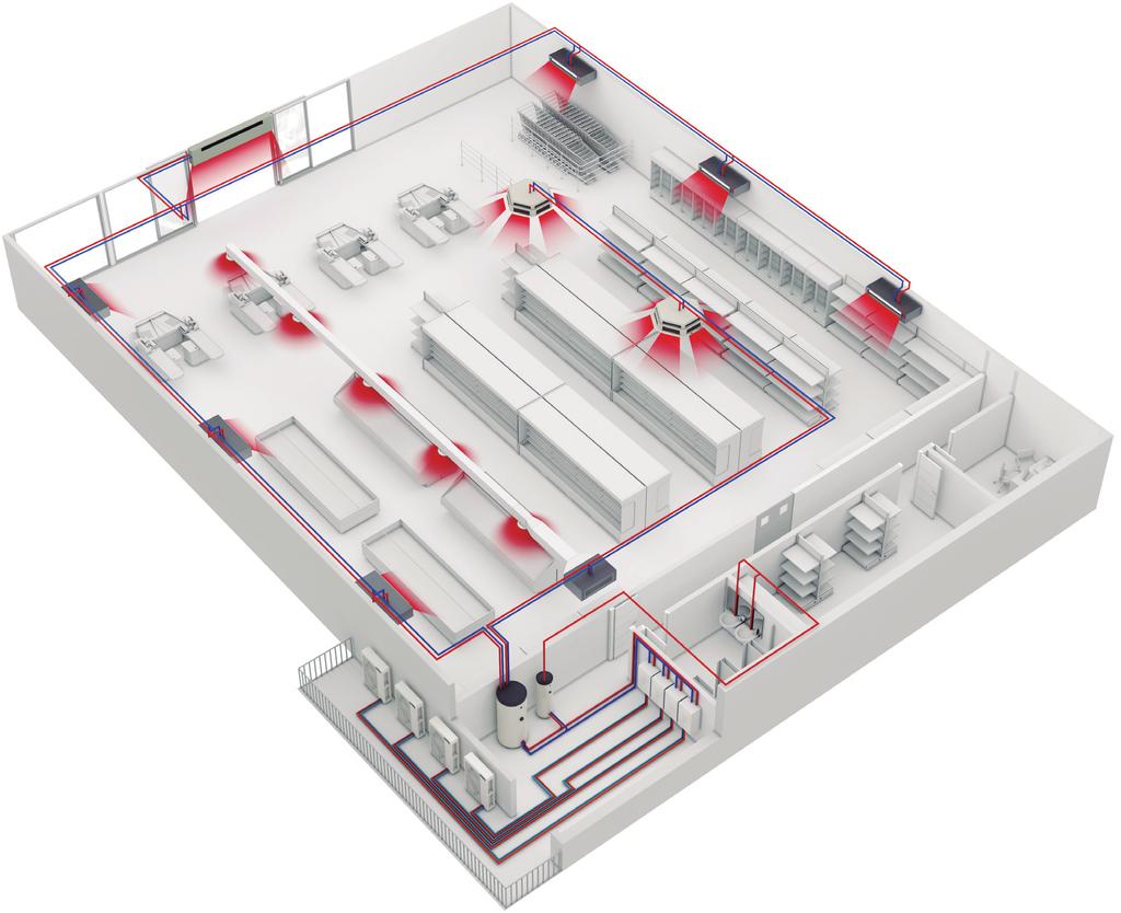 částečné zátěže 6 Supermarket se systémem Aquarea Aquarea T CAP. Tepelné čerpadlo 6 kw v kaskádovém režimu. 7 Nádrže se supervysokou účinností. Od l do l pro teplou užitkovou vodu.