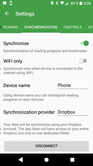 Obrázek 7.5: Stránka s nastavením na zařízení Android zařízeních zadat stejný e-mail a heslo. Aplikace sama rozpozná, zda má e-mail zaregistrovat nebo zda se stačí pouze přihlásit.