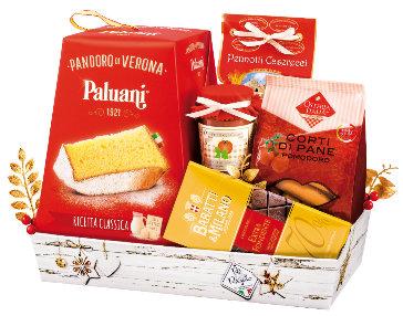 semolinových těstovin casarecce 250 g 1 x sáček novoroční čočky pro štěstí 200 g 1 x krabička klasických slaných bulek Tigelle 215 g 1 x balzamický ocet di Modena IGP 250 ml 1 x balení předvařeného