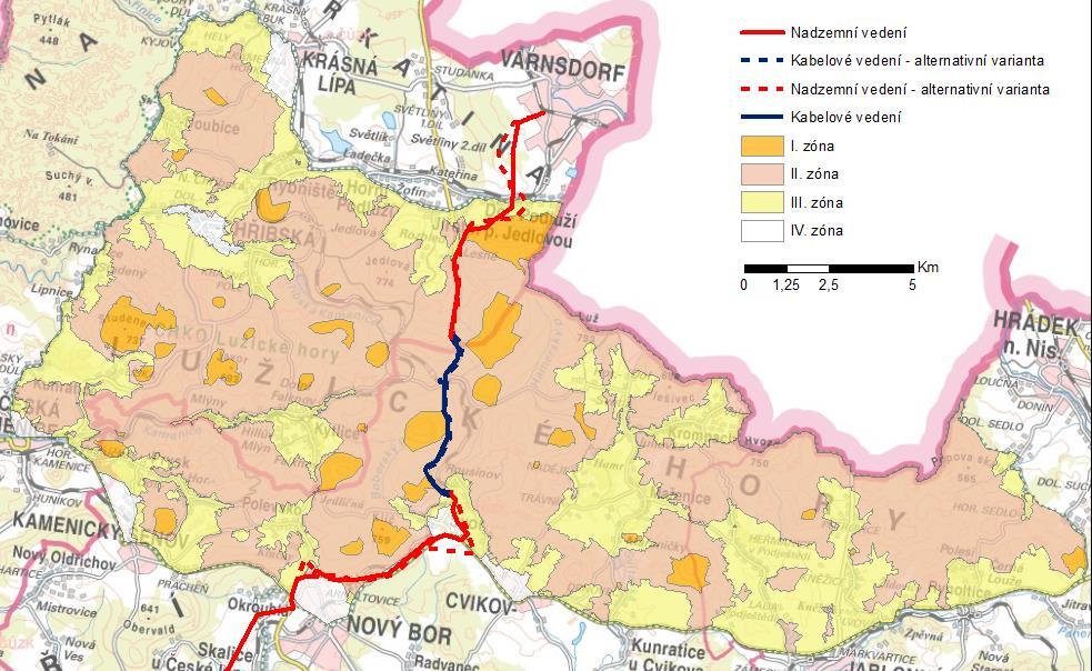 Schematické znázornění průběhu trasy nového vedení je prezentováno na následujícím obrázku: Obrázek