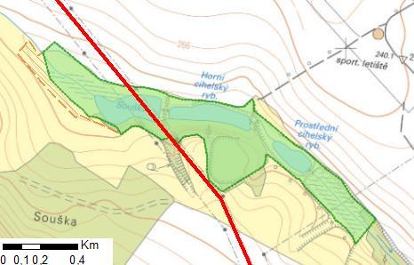 PP a současně EVL Cihelenské rybníky spolu s ochranným pásmem Obrázek č. 101: PP Cihelenské rybníky.