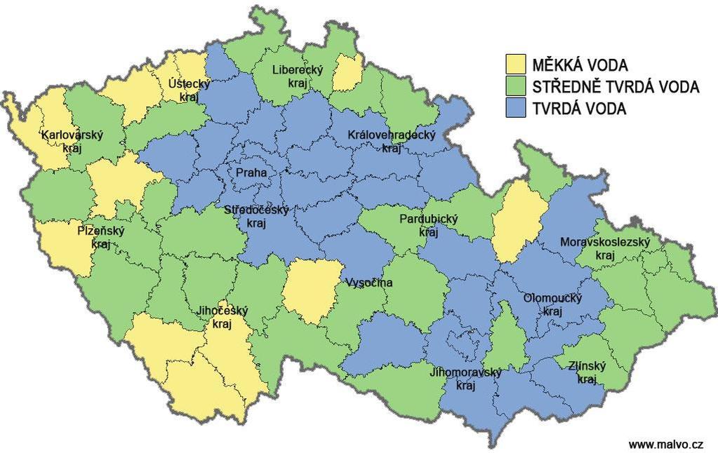 vodního kamene vylučování CaCO 3 (nejen na) teplosměnných plochách změkčování vody v