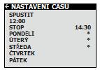 5.8 Kalendář Následující funkce lze řídit pomocí kalendáře: Blokování přípravy teplé vody Zastavení tepelného čerpadla při vysokém tarifu elektřiny (HDO) Snížení hladiny hluku od ventilátoru (dává