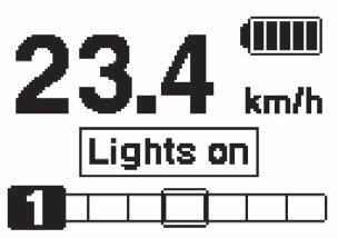 Zapnutí nebo vypnutí osvětlení napájeného akumulátorem < SC-E6000 > Pokud je bicykl opatřen osvětlením napájeným akumulátorem, přidržením stisknutého tlačítka podory šlapání-a po dobu 2 sekund