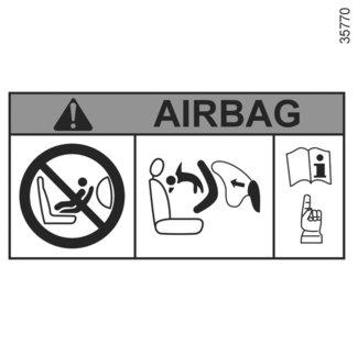 VÝSTRAHA Z důvodu neslučitelnosti spuštění airbagu spolujezdce vpředu a umístěním dětské sedačky zády ke směru jízdy, NIKDY neinstalujte