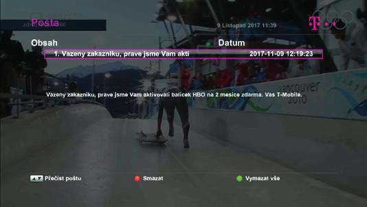 POŠTA POŠTA Speciální menu, ve kterém můžete číst a spravovat digitální poštu odeslanou naší