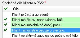 V dalším okně zatrhněte ze seznamu Společné cíle klienta a PSS.