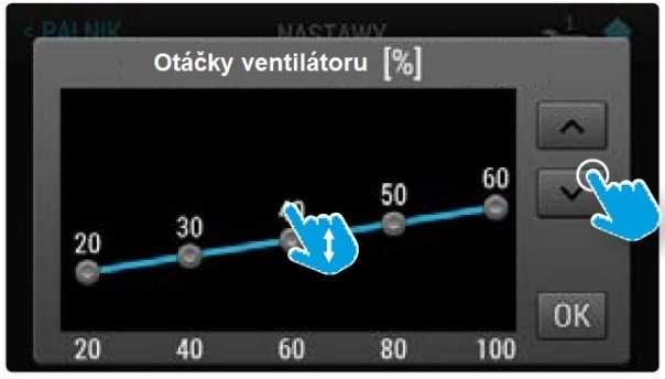 Řízení lambda Kyslík pro 30% výkon Kyslík pro 100% výkon Počet čištění roštu Pomocný ventilátor Čas mezi čištěním [min] Určuje, zda řídicí jednotka v procesu řízení má brát v úvahu hodnotu kyslíku z