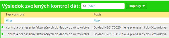 Systém skontroluje všetky doklady evidencií Pokladňa, Pohľadávky, Záväzky, či dátum účtovného prípadu v hlavičke dokladu sa zhoduje s dátumom použitým v predpisoch dokladu.