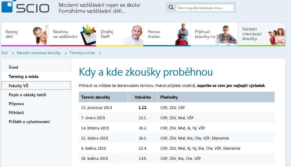 Národné porovnávacie skúšky SCIO - nezávislá spoločnosť, ktorá pomáha uchádzačom o štúdium na stredných a vysokých školách od r.