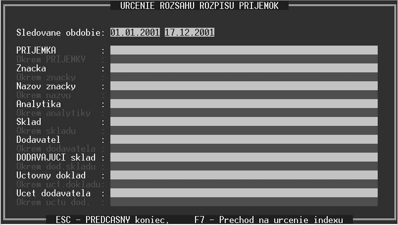 Modul Sklad str. 12 2.1.4 Súpis príjemok podľa vlastného určenia V tejto voľbe si môžeme vytvoriť výpis s evidencie podľa vlastných predstáv.