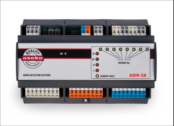 ASIN G8 272,0 ASIN G8 je ústředna detekčního systému ADS, určená pro napájení snímačů koncentrace řady GT a zpracování jejich signálu na reléový výstup.