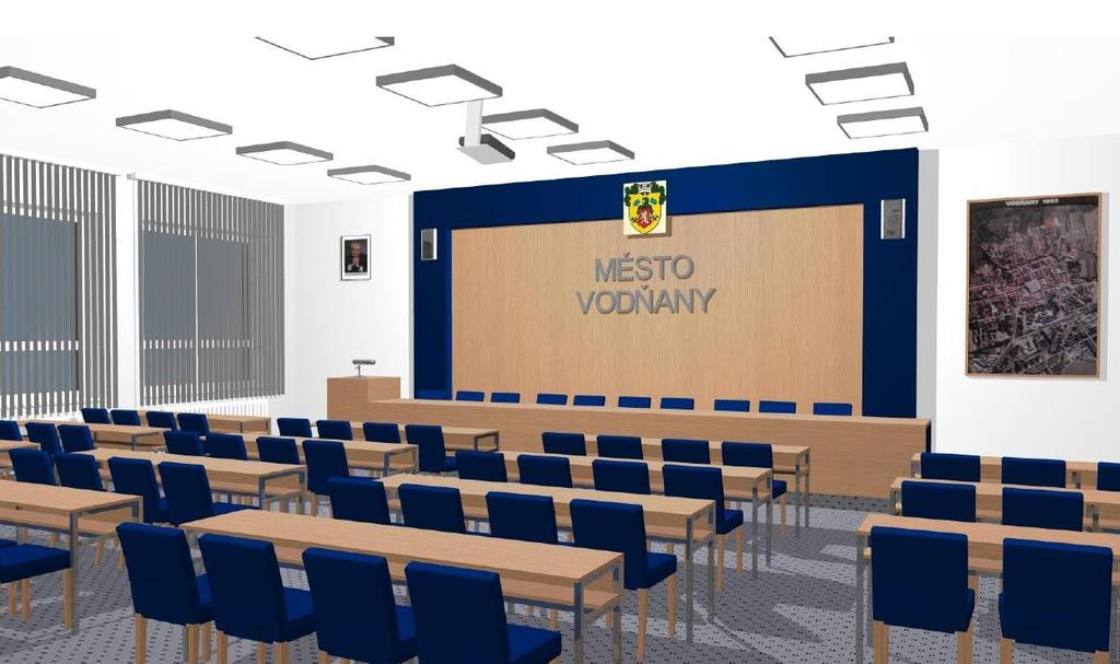 Velká zasedací místnost rekonstrukce V roce 2017 došlo k úpravě veřejných prostor budovy MÚ.