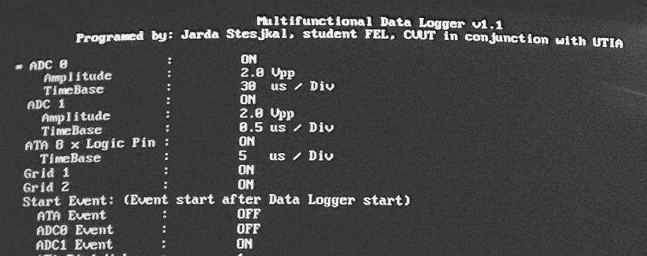 Název ovládacího Význam prvku prvku Clar Flash Smaže oblast paměti FLASH v rozmezí adres 111 Memory a 249 určenou pro ukládání událostí Calibrate both Změří nulovou odchylku obou převodníků,