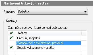 sbalíte příslušnou větev. Chcete-li zobrazit danou sestavu, označte ji a klepněte na tlačítko Další > (nebo poklepejte na její název).