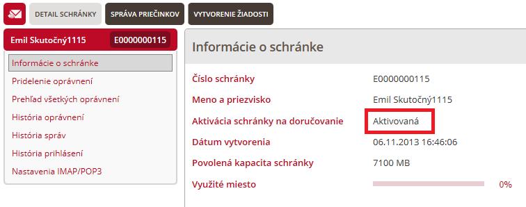 V deň aktivácie vám bude do elektronickej schránky zaslaná informácia o tom, že aktivácia na doručovanie bola zrealizovaná (Obr. 15). Obr.