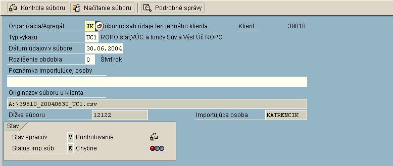 výsledný status spracovania súboru môže byť nielen Spracovanie úspešne, ale aj Spracovanie chybne, je potrebné zo strany klienta vykonať kontrolu tohto výsledného statusu.