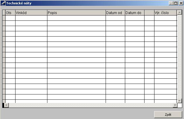 TECHNICKÉ NÓTY : ČÍSELNÍK TECHNICKÝCH NÓT Jedná se o evidenci papírových technických