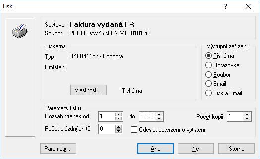 Volby tisku Práce s tiskem v systému je shodná s tiskem z jakékoliv jiné aplikace ve Windows.