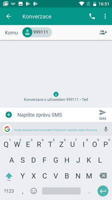 Psaní textových zpráv K psaní textových zpráv slouží aplikace Zprávy, kterou ve výchozím stavu najdete vlevo dole na hlavní obrazovce (modrá ikona s obálkou).