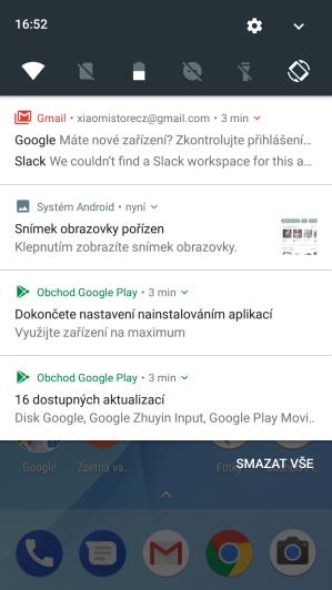 Notifikační lišta Systém Android je vybaven stahovací lištou, ve které se zobrazují nejrůznější upozornění ze všech aplikací.