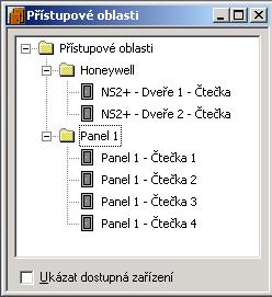 Definování přístupových oblastí Přístupové oblasti jsou logické oblasti definované seskupením čteček (dveří).