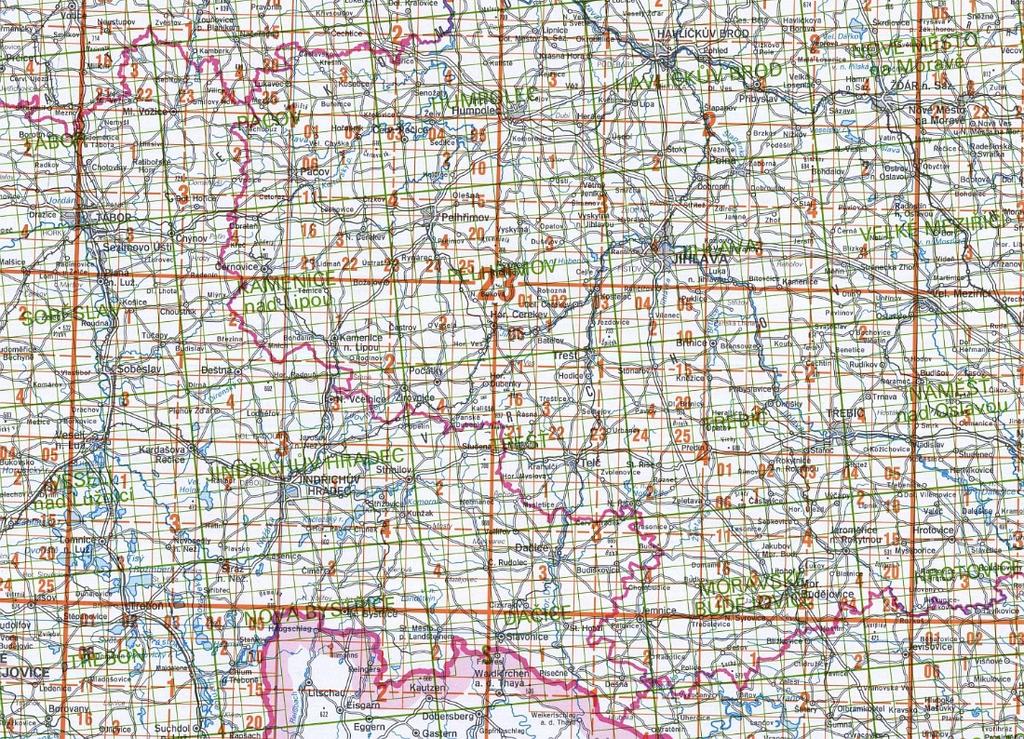 Ukázka soutisku kladu mapových listů SMO-5 a ZM