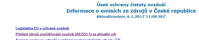 Ověření kódu a názvu ÚTJ na webu ČHMÚ 1. Na adrese http://portal.chmi.cz/files/portal/docs/uoco/oez/emise_cz.html se nachází na 2.