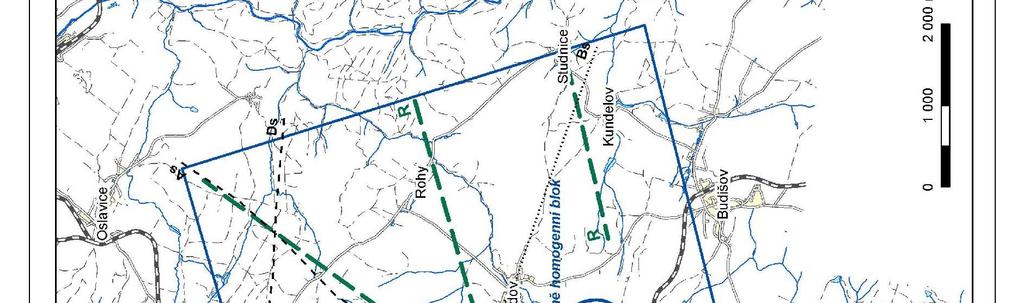 se snažili nalézt v našich naměřených datech a zdůraznit zvláštní linií (liniemi) do interpretační mapy (viz Obr. 4.