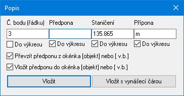 Kapitola 9 Vkládání popisu Tlačítko [Popis] slouží k pohotovému vkládání popisu odečítaného bodu do situační mapy v CADu.