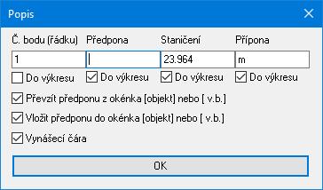 Popis staničení ze seznamu: [x] Ostatní / Automaticky plnit seznam [ ] Popisy / Automaticky vkládat popis Pokud je využíván režim automatického plnění seznamu, nevstoupí odečtený bod na zadávací