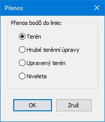 Přesun výškových lomů do hlavního seznamu : Zobrazí se okénko