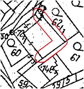 Měřením byl zjištěn jeden chybný rozměr budovy, v místech zasahujícího do parcely č. 62/2.