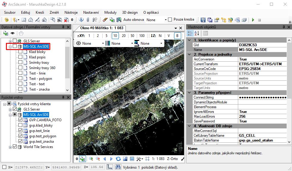 5. Integrace s produkty třetích stran (ESRI) 5.1 Vektorové datové sklady Systém podporuje běžné vektorové datové sklady, a to jak souborové, tak zejména databázové.